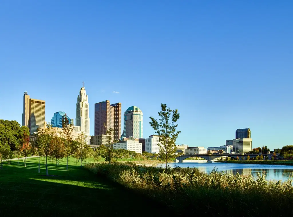 The Columbus, Ohio skyline across the Scioto River